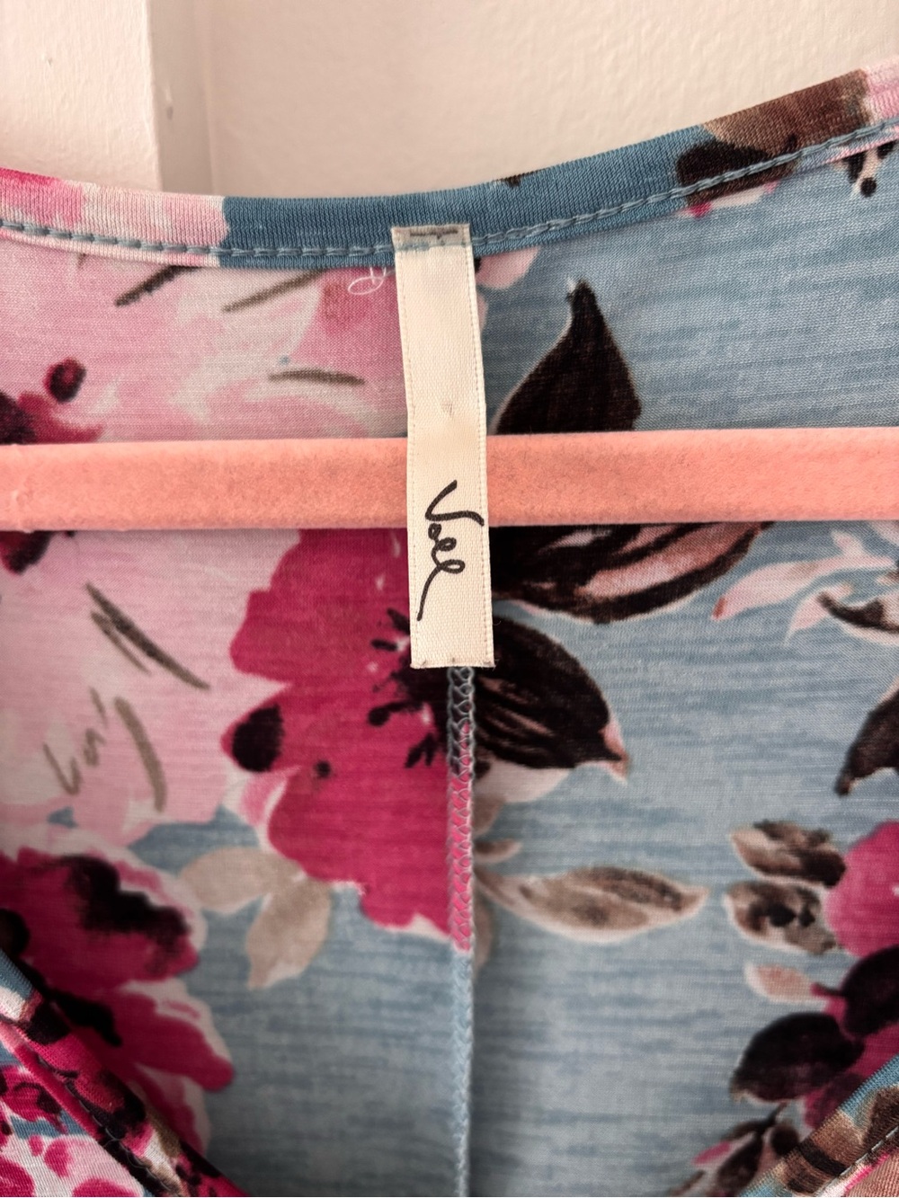 Blue Floral V‑Neck Swing Tunic Dress - Picture 3 of 4